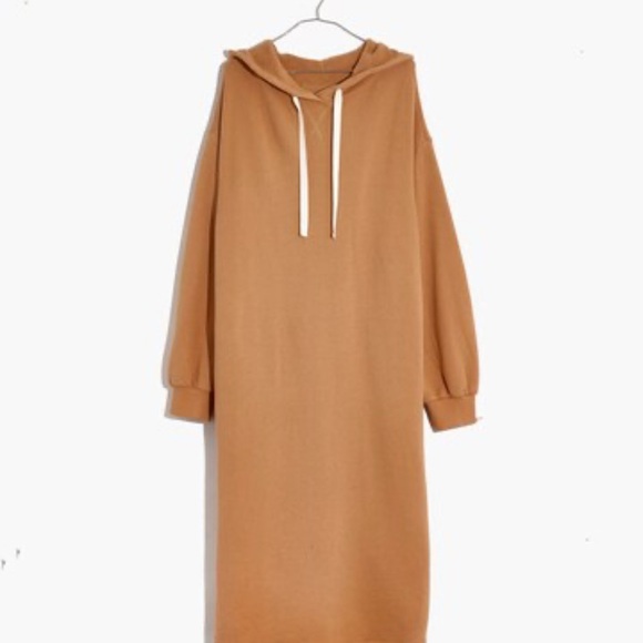 Madewell MWL AirTerry hooded sweatshirt dress lTan Knit Top - Picture 12 of 12
